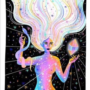 Astral Rainbow Goddess w Crystal wall hanging
